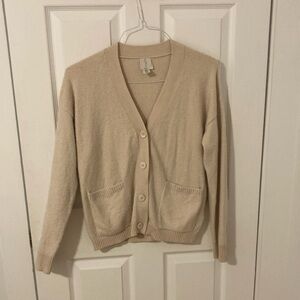 Joie Cream Cardigan Sweater V-Neck Ribbed Knit